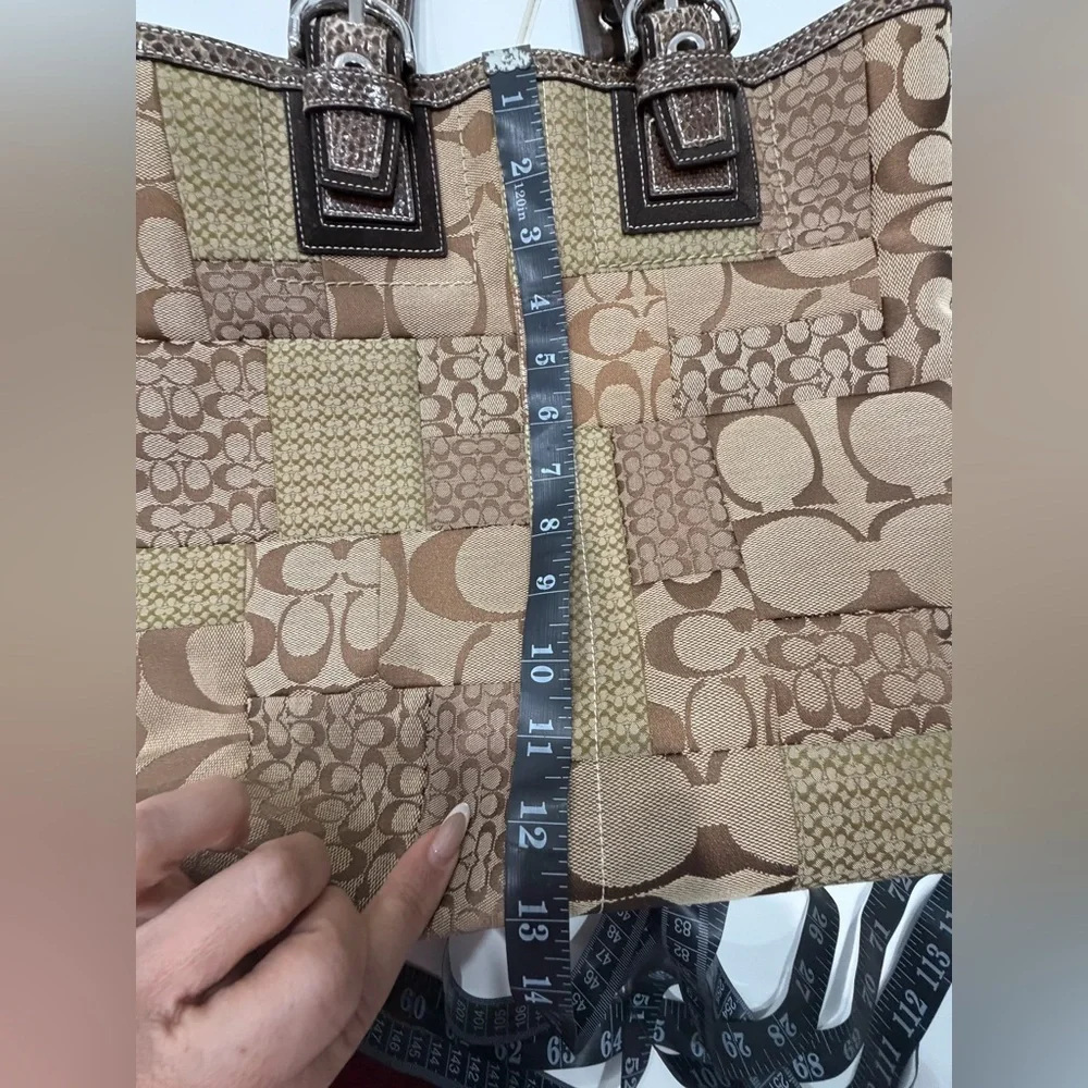 Coach Vintage Patchwork Signature Tote with Python Handles Rare Designer - Picture 10 of 15
